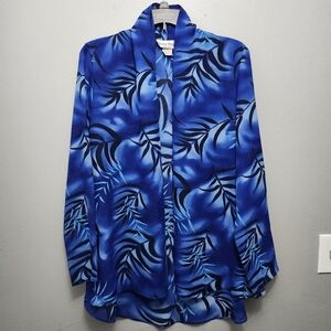 Nicole studio women's vintage open cardigan floral blue size 12 boho artsy